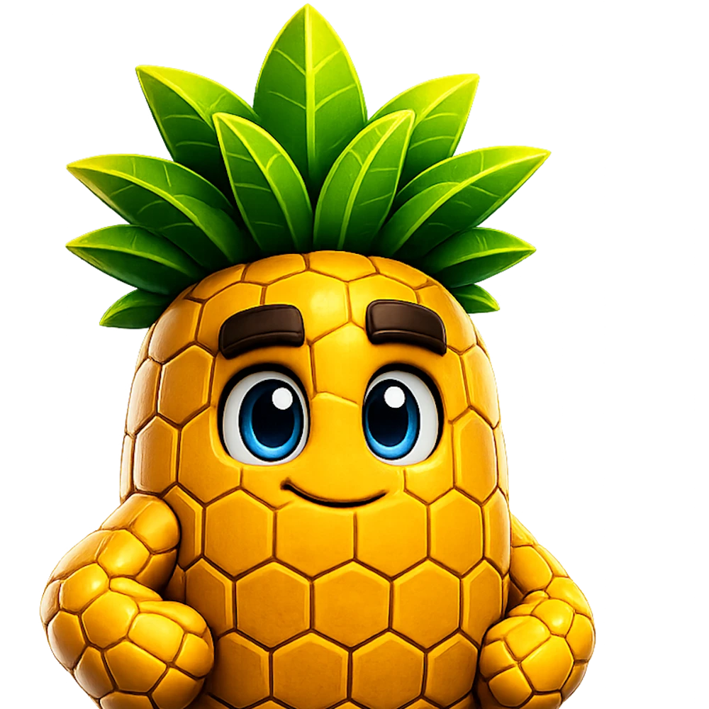 The PineFruitDev pineapple mascot