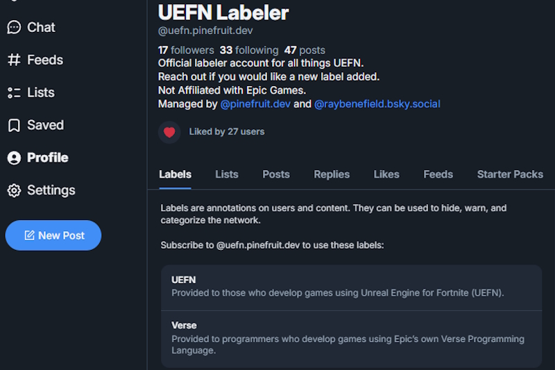 Bluesky UEFN Labeller project screenshot